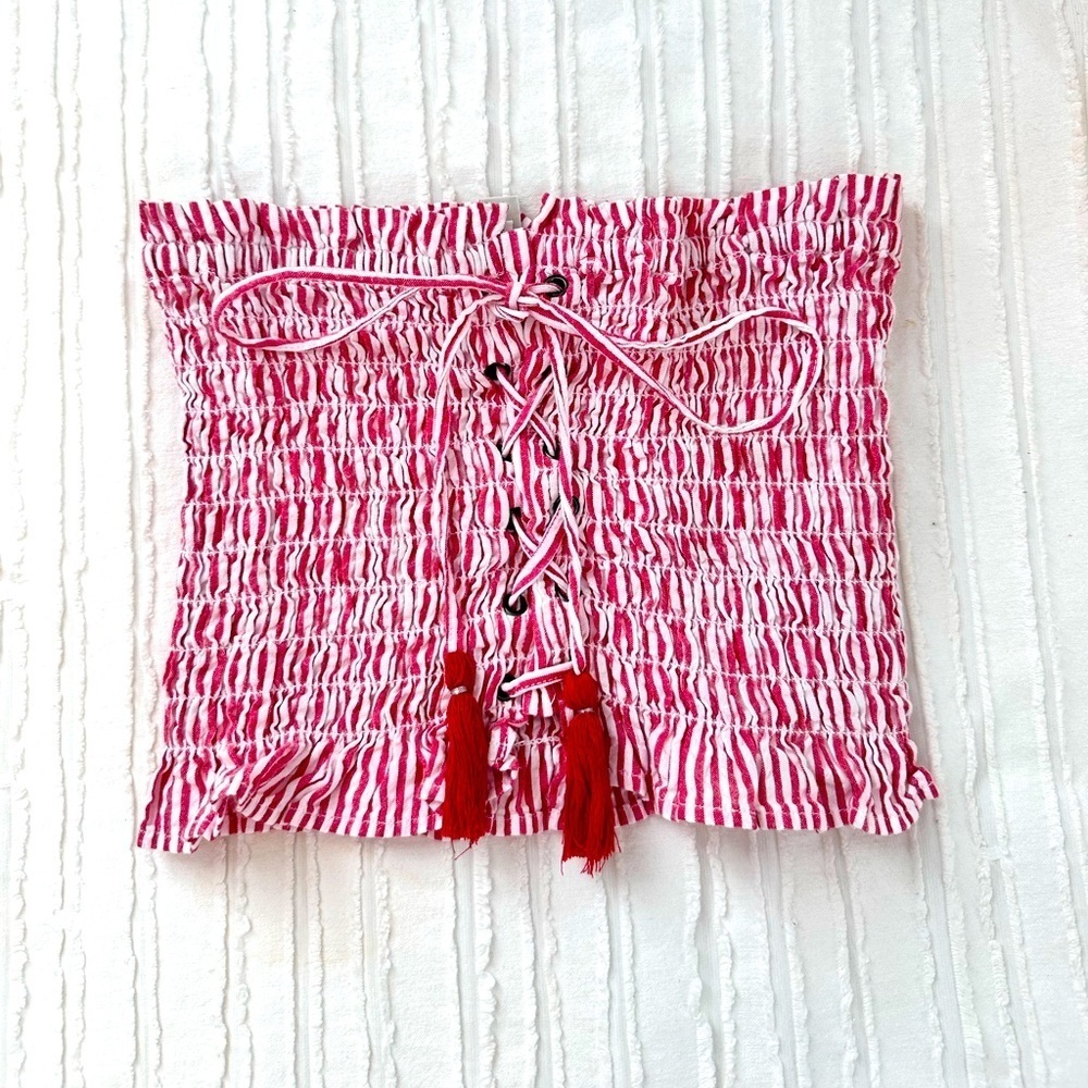 American Eagle Red & White Tube Top Sz. S